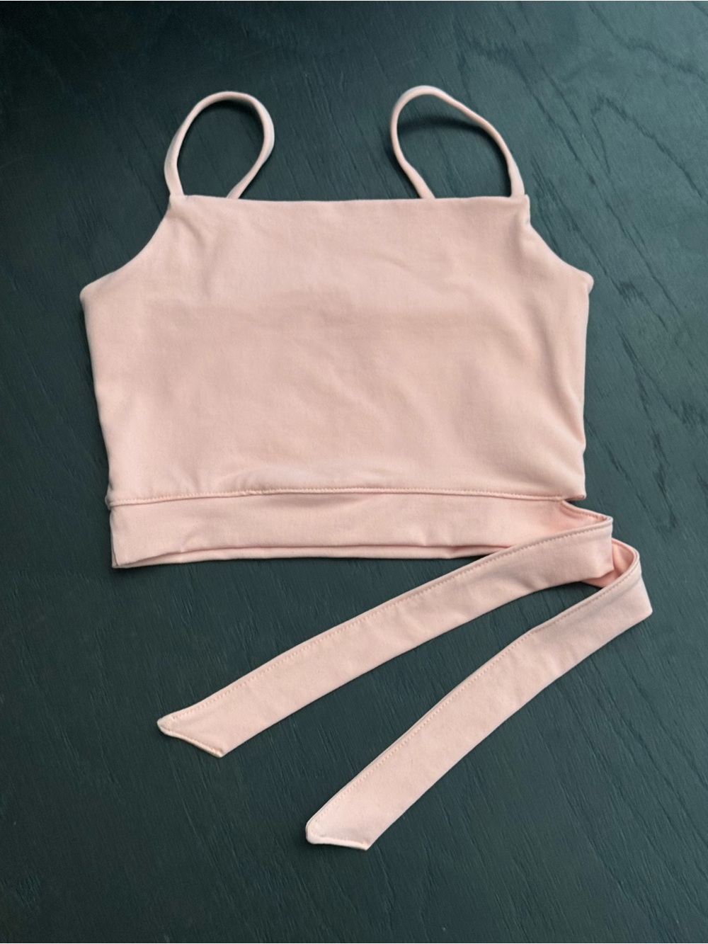 Live the Process Pinkish Peach Cropped Side Tie Tank Top Small Petite